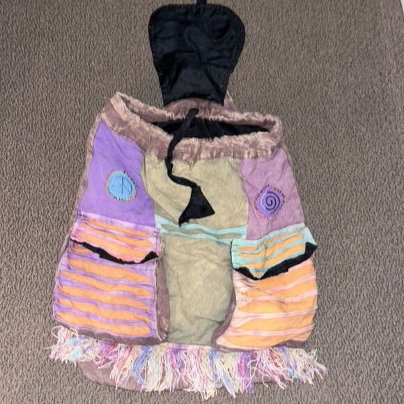 The Collection Royal Handmade Nepali Patchwork Hippie Rainbow Tie Dye Backpack - Picture 8 of 9